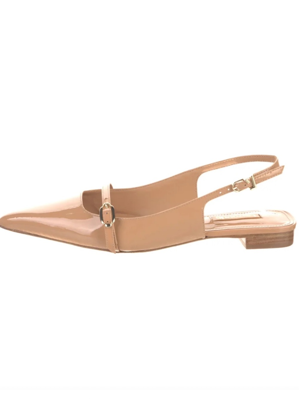 Larroude Patent Leather Slingback Flats in Nude Beige - Picture 2 of 4